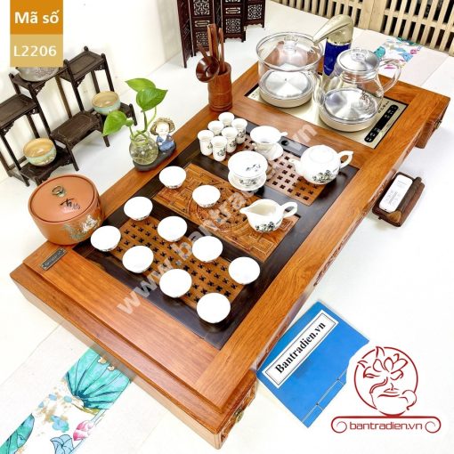 Bàn pha trà đạo điện tử thông minh cao cấp gỗ hương hoàn toàn tự động L2206