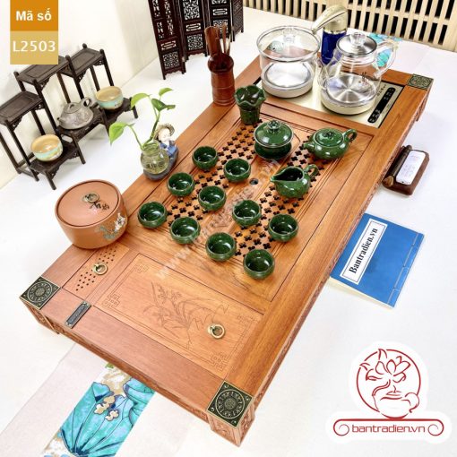 Bàn pha trà đạo điện tử thông minh cao cấp gỗ hương hoàn toàn tự động L2503 bộ bàn trà diện đẹp nhất