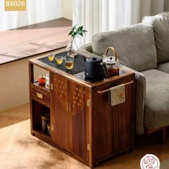 Xe trà di dộng tủ kệ trà kết hợp bàn pha trà đa năng cao cấp BX025