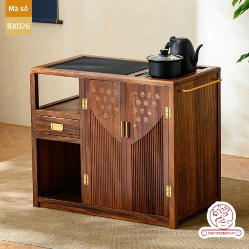 Xe trà di dộng tủ kệ trà kết hợp bàn pha trà đa năng cao cấp BX025