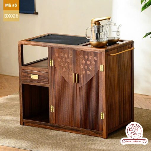Xe trà di dộng tủ kệ trà kết hợp bàn pha trà đa năng cao cấp BX025