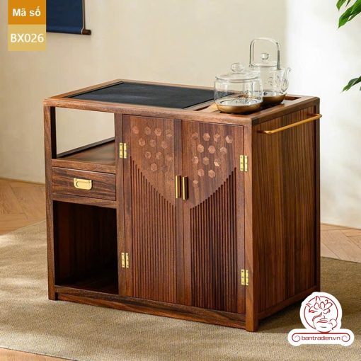 Xe trà di dộng tủ kệ trà kết hợp bàn pha trà đa năng cao cấp BX025