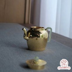 ấm bạc pha trà nguyên chất 999 mạ vàng 24K chế tác hoàn toàn thủ công cao cấp