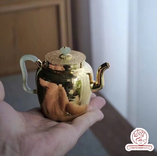 ấm bạc pha trà nguyên chất 999 mạ vàng 24K chế tác hoàn toàn thủ công cao cấp