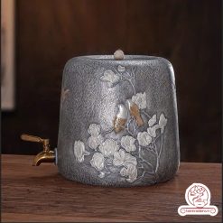 bình nước bạc nguyên chất chế tác thủ công tinh xảo BNB312