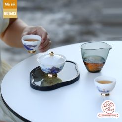 Bộ ấm trà cao cấp sứ trắng Bạch Ngọc Băng Ngưng Đức Hóa G01603